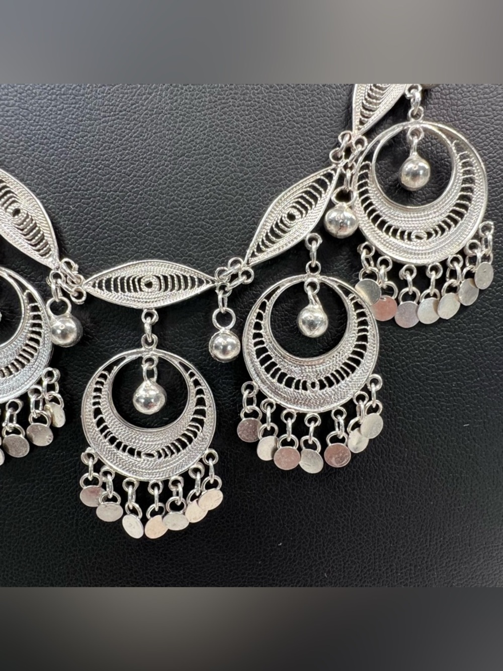 Sterling Silver Filigree Dangle Necklace - Picture 2 of 5